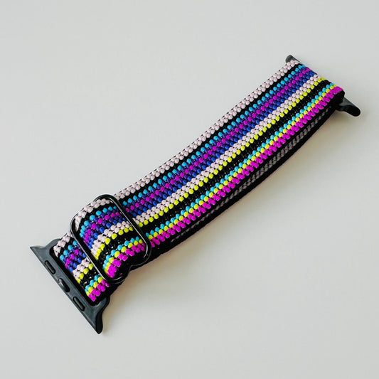 BANDA TELA BORDADO LINEAS VERTICALES HEBILLA NEGRA - 7252