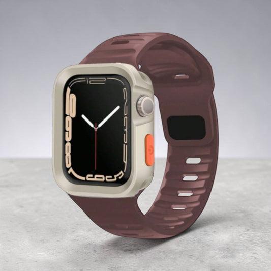 BUMPER SILICON RIGIDO BEIGE Y BANDA SILICON ARENA ROJA - 8621