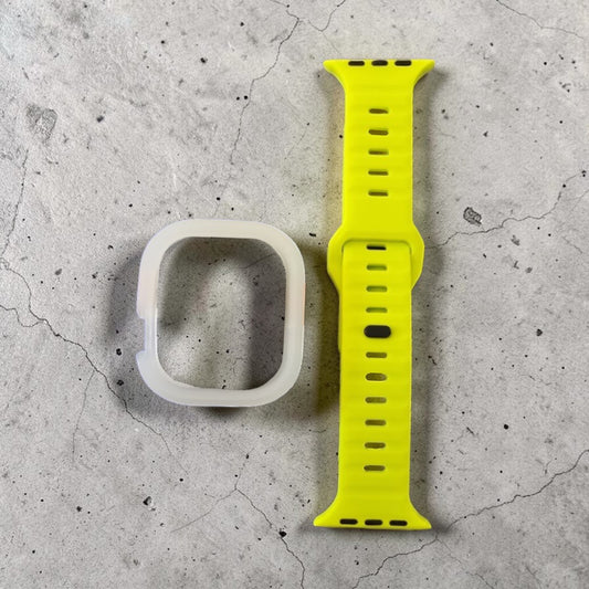 BUMPER SILICON RIGIDO CLEAR MATTE Y BANDA SILICON AMARILLO BRILLANTE - 8616