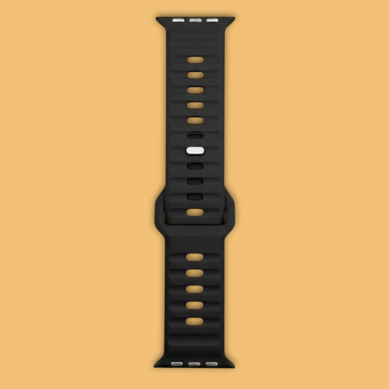 BANDA SILICON RELIEVE HUNDIDO HEBILLA DE PIN NEGRO - 7667
